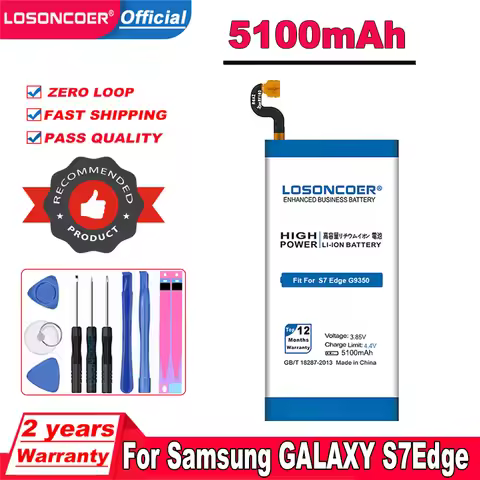 LOSONCOER 5100mAh For Samsung Galaxy S7 Edge Battery G935F G9350 G935 G935FD G935P G935T G935W8 G935