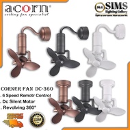 Acorn Corner Fan DC-360 2 Hanging System Revolving 360° Adjustable angle DC360