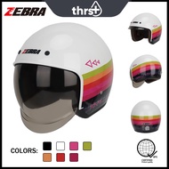 zebra Retro helmet Motorcycle half face helmet unisex smoke visor Retro helmet THRSTFLASK 603