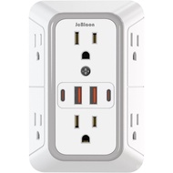 Outlet Extender Surge Protector - 6 Outlet Splitter with 4 USB Ports (2 USB C), Multiple Plug Expand