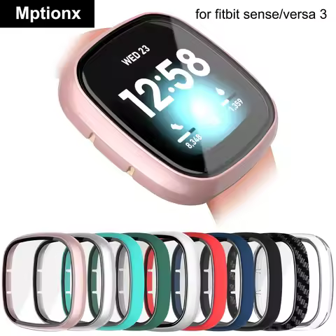Matte Protective Case for Fitbit versa 3/Sense Cover Screen Protector Full Protective Shell for Fitb