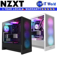 NZXT Computer PC Case H5 Flow RGB Compact ATX Mid-Tower Airflow with RGB Fans (Black | White) | itw