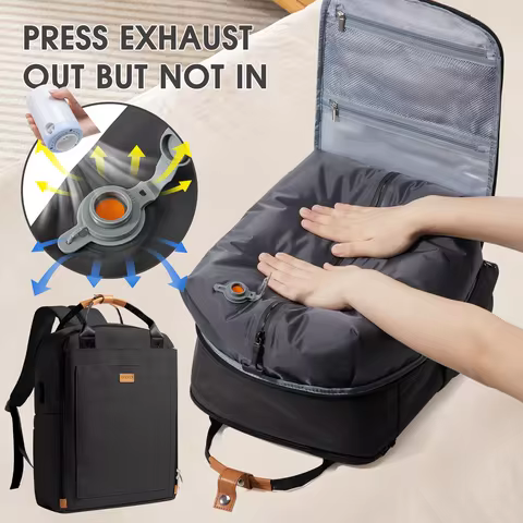 Airplane Travel Backpack 45x36x20 Cabin Bag, Electric Vacuum Compression Backpack 15.6in Laptop Bag,
