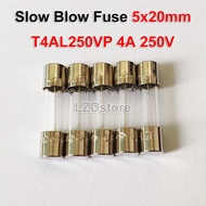 5pcs 5x20mm Slow Blow Fuse T2AL250VP T4AL250VP T5AL250VP T2AL T5AL 250V 2A 4A 5A Time-lag Glass Body