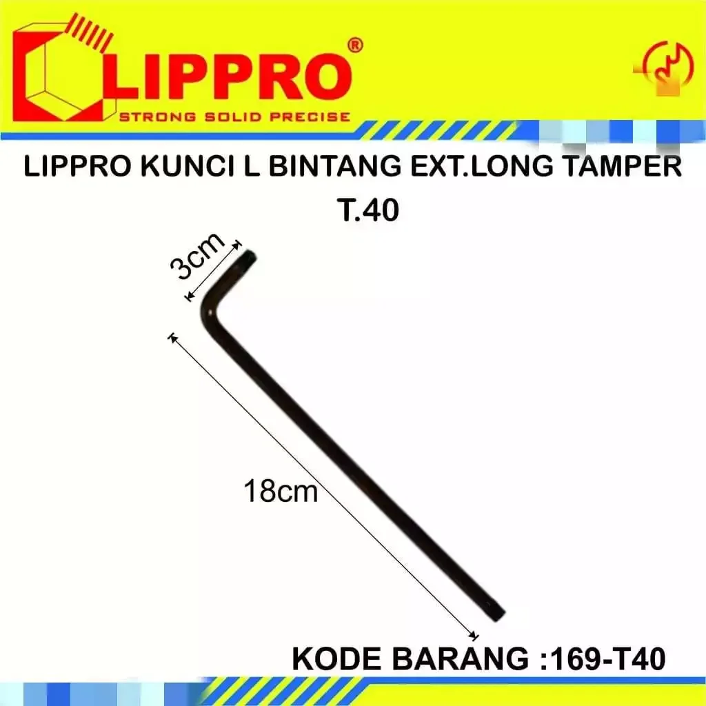 Lippro kunci L bintang extra long tamper 169-t40