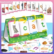[Beautyoufeel] Kids CVC Words Flashcards Phonics Flip Chart Word Builder Sight Words Activity Learni