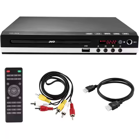 Home DVD Player VCD CD Disc Media Player Digital Multimedia with AV Output Remote Control USB Mic HD