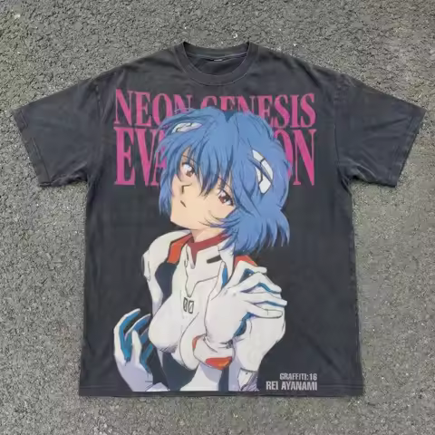 Neon Genesis Evangelion Anime Ayanami Printed T-shirt Men's and Women's T-shirt Men's Top Sports T-s