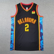 Thunder Basketball Jersey, No. 1 and No. 2, Black Embroidered Patterns.