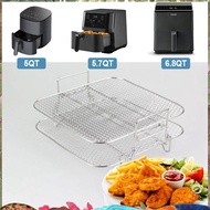 2-Layers Air Fryer Grilling Rack Air Fryer Rack Stackable Grid Grilling Rack for 4.2-5.8QT Air Fryer