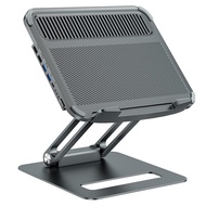 ที่วางโน้ตบุ๊กแบบพับได้ Tounee Aluminum Alloy Notebook Stand USB Splitter Dock Fan Bracket Silent La