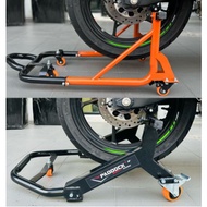 100% Premium Quality Dismantlable Rear Moving Paddock Stand with 360 Rotation- Black + Orange Paddoc