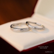 Qixi Couple S999 Niche Years Imprint Simple Ring Ring Ring Youth Pure Silver Design Men Women Textur