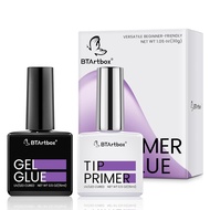 BTArtbox Nail Glue & Primer Set - 2 x 0.5 Fl Oz Acrylic French Ballerina Nail Gel, Long Lasting Supe