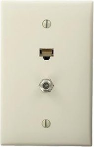 Leviton 5EA10-M2T 1 Data Port 1 F-Connector QuickPlate Mid Size 1 Gang Wallplate, Light Almond