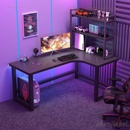 Corner Gaming Table - Double-person Computer Desk - Desktop Home Desk - Bookshelf Integrated Table -