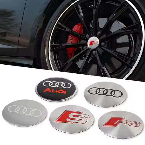 4Pcs 56/60/65mm Car Wheel Center Hub Caps Cover Rim Sticker For Audi Sline A1 A3 A4 A5 A6 A7 A8 Q2 Q