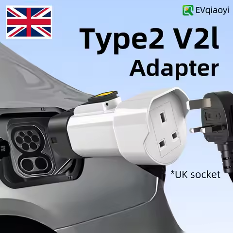 EVqiaoyi TYPE 2 V2L Discharge Adapter 13A UK Use Socket Outdoor Power Station for BYD, MG4, Renault,