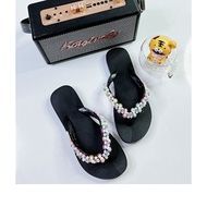 XDD-SLIPPER ELITE style beaded shoelaces, soft & non-slip slippers with peals strap for women
