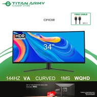 TITAN ARMY 34” Curved Ultrawide 2K WQHD 144Hz 1ms 21:9 Gaming Monitor (C34CHR)