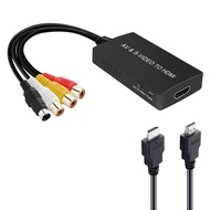 SVideo to HDMI Converter, S-Video and 3RCA CVBS Composite to Audio Video Converter Support 1080P/ 72