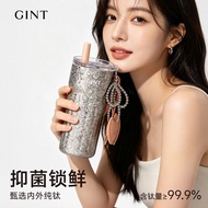 GINT GINT Pure Titanium Thermos Cup Ladies High-End Gift Box 2026 New Style Light Luxury Straw Cup T