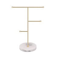 Jewelry Organizer,Solid Marble Gold T-Bar Necklace Display Stand Earrings Holder for Home with Marbl