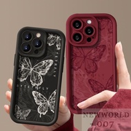 Casing Case for iPhone 15 14 13 12 11 Pro Max X Xs  XR 7 8 6 6s Plus Soft Aesthetic Black Butterfly 