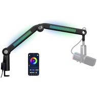 RGB Mic Arm – Adjustable Boom Arm with Rhythm RGB Lighting for Blue Yeti, HyperX QuadCast, Rode, Fif