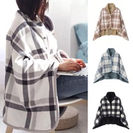 Wearable Plaid Fleece Blanket With Button Warm Throw Blanket Office Shawl Wearable Nap Air Condition