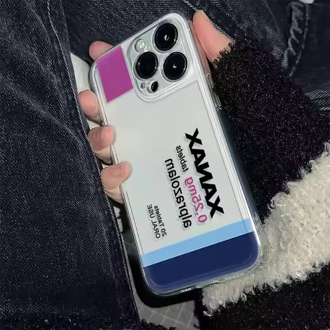 XANAX hot Phone Case For iPhone 16e 16 15 14 13 12 11 Mini Pro Max X XR XSMax 7 8 Plus Transparent S