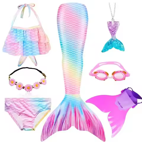 Kids Swimmable Mermaid Tail for Girls for Swimming Children Bating Suit Mermaid Costume Swimsuit Can