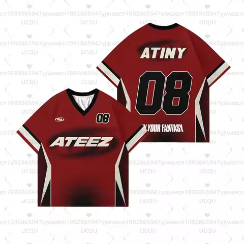 ATEEZ In Your Fantasy Tour Football Jersey kpop Album Men's Women's Short Sleeve Casual Round Neck T