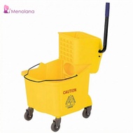 [Menolana] Mop Wringer Pail Cart Metal Handle Mop Pail Cart Janitorial Supply Floor Warning Graphic 