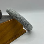 Jade Bracelet Carved Flowers Around The Ring Finely Clear Sheep Size 62.7 Mm E590