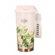 1pc 17oz (Approx. 500ml) Floral Pattern Stainless Steel Insulated Travel Coffee Mug, Keeps Hot Or Co