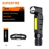 Superfire G19/G19-S Đa Chức Năng Đèn Pin Có Thể Sạc Lại 90 Độ Twist Quay Đèn làm việc Đa Chế Độ Chiế