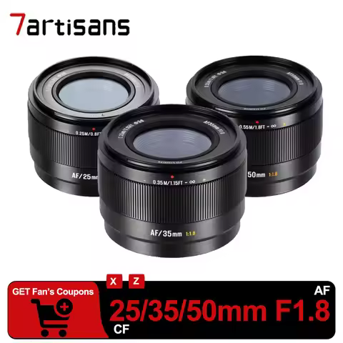 7artisans APS-C Auto Focus Lens 25mm 35mm 50mm F1.8 Large Aperture Fixed Focus Camera Lens for Sony