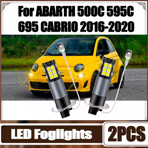 2PCS H3 LED Car Fog Light Bulbs 3000K Yellow Light Canbus No error 90W High Power 12V For ABARTH 500