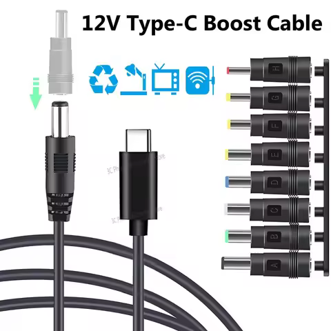 Type-C Power Cable PD to DC 5.5*2.1mm 5V to 12V Boost Converter WiFi to Powerbank Connector TypeC Co