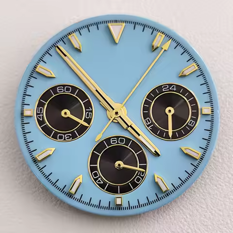 New VK63 dial enamel lake blue gold index dial Fit for VK63VK63A movement watch accessories