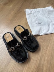 TOGA PULLA Black Tassel Loafers 厚底 流蘇 拖鞋 涼鞋