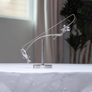 The Fisherman Balancing Sculpture, Kinetic Fishing Sculpture,Balance Art for Your Space, Fisherman H