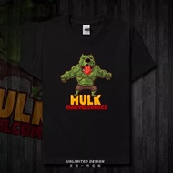 Avengers Hulk Bulldog Hulk Alliance T-Shirt Fashion Street Clothing Cute Short T-Shirt Cartoon Anime Casual All-Match Unisex Universal