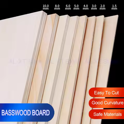 Customized Basswood Board Thickness 1.5mm/2mm/3mm/4mm/5mm/6mm/8mm/10mm Sheet Material for DIY Model 