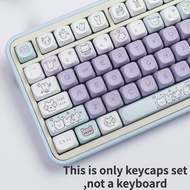 PBT Keycap MOA Party Rabbit Keycaps Cute Purple Round Dye Sublimation Mechanical Keyboard Adaptable 