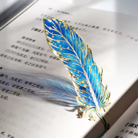 Artistic Metal Bookmark Unique Metal Peacock Feather Bookmark Translucent Metal Bookmark Peacock Fea