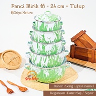 HIJAU GRIYA NATURE Blirik Pan size 16 - 24 cm + Lid | Serving Pot Vegetable Pot/ Striped Bowl/ Strip