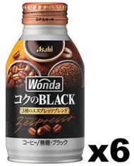 朝日 Asahi - FI0356_6 朝日 Wonda 特濃無糖黑咖啡 285g x (6支裝)