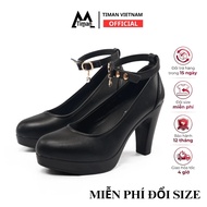 Tianvn CG502 Women's 9cm High Heels Pointed Toe Square Heel - Comfortable, Easy to Walk in,